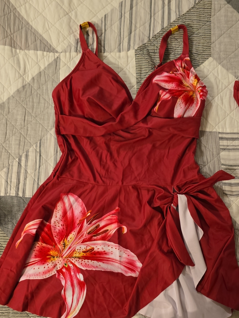 WOMEN Wine/Red Floral Swimdress -
